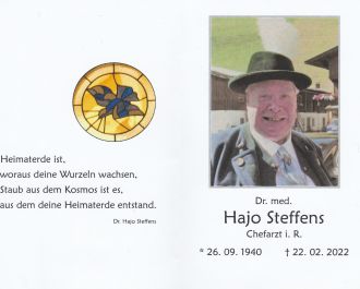 Sterbebild: Dr. Heio Steffens