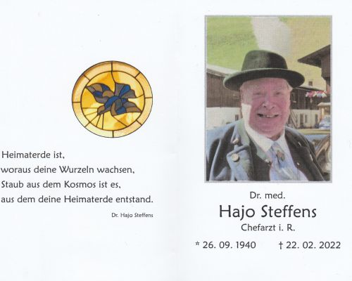 Sterbebild: Dr. Heio Steffens Sterbebild: Dr. Heio Steffens