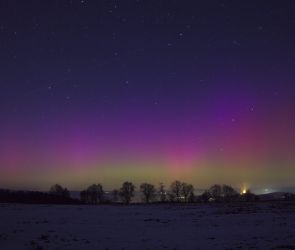Am 20.01.2026 war wieder mal Polarlicht-Alarm! Gegen 20.00 Uhr verzauberte dieses wunderbare Leuchten den Himmel &uuml;ber der Burgruine Murach (der auff&auml;llige Leuchtspot rechts neben den B&auml;umen)!