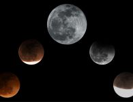 Zusammenfassung der Mondfinsternis als Foto-Collage