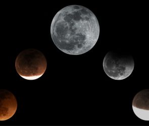 Zusammenfassung der Mondfinsternis als Foto-Collage