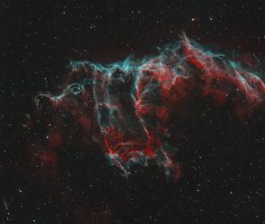 NGC 6995 und IC 1340. Hier ist ein recht kleiner Ausschnitt des weitaus gr&ouml;&szlig;eren und wirklich prachtvollen Cirrus-Nebel, einem Supernova&uuml;berrest im Sternbild Schwan, abgebildet. Dieser Bereich tr&auml;gt auch den sinnigen Namen: Drachenkopf. Sehen sie ihn ??