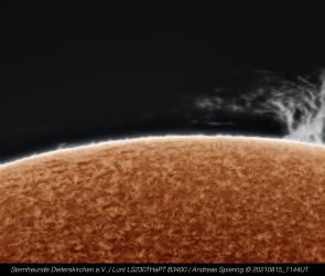 Sonnenprotuberanz (2) am 15. August 2021